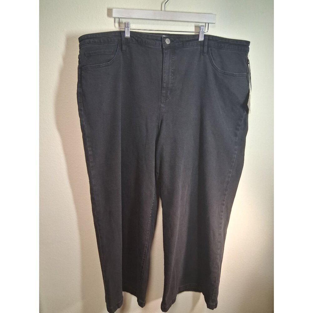 NWT Ava Viv Denim Jeans Black Wide Leg Relaxed Fit Stretch Size 26 MSRP $35